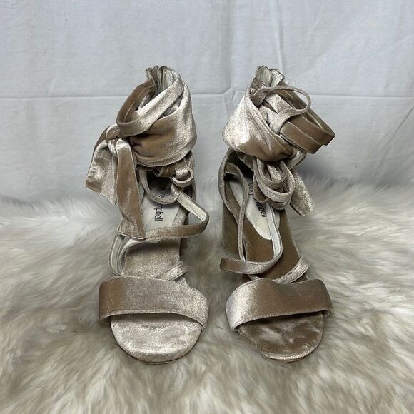 Jeffrey Campbell Faustina Cream Velvet Strappy Heels Sz 8 - Picture 3 of 7
